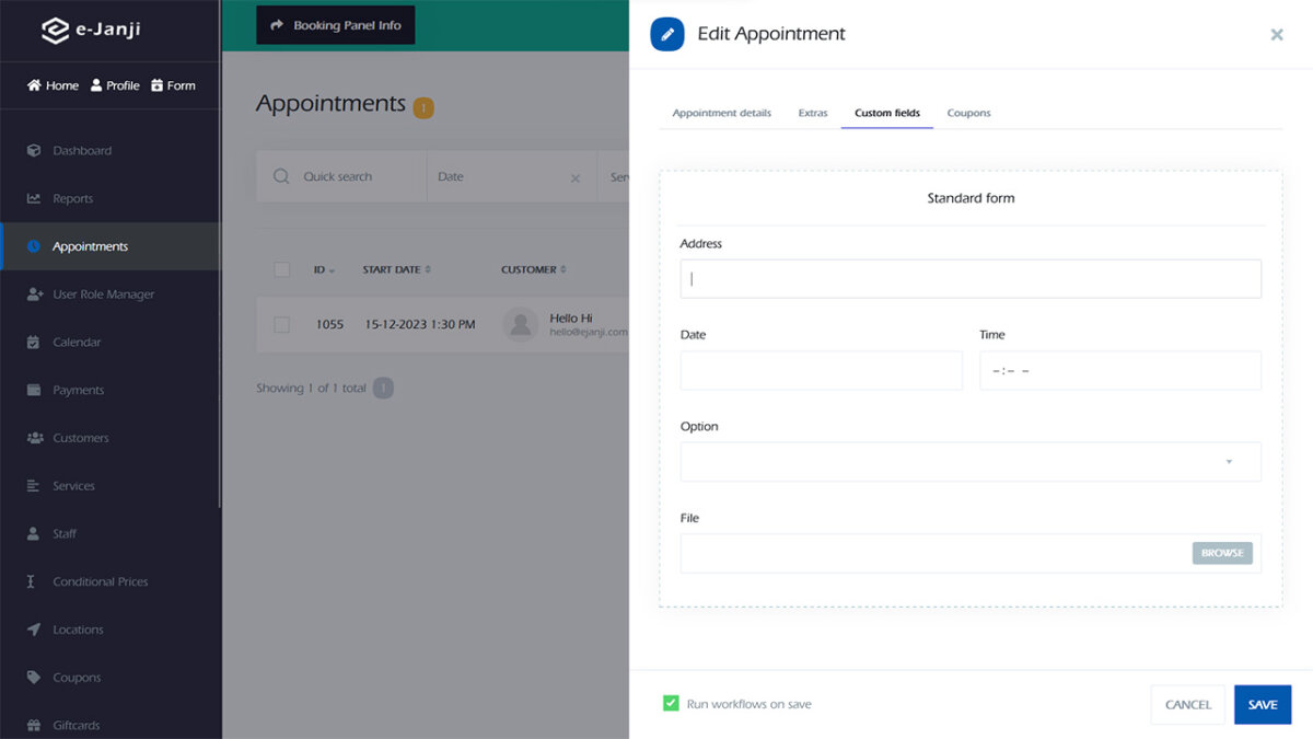 Custom Forms - e-Janji