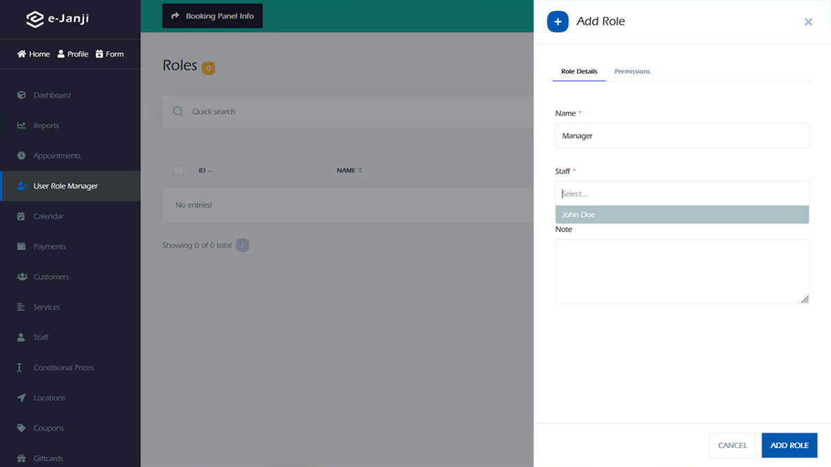 User Role Manager - e-Janji
