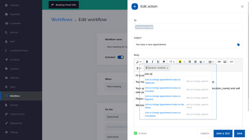 Update appointment status with Workflow - e-Janji